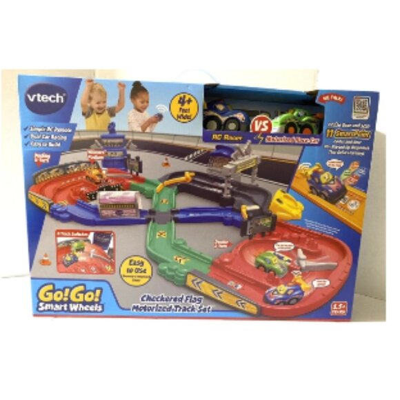 VTech Go! Go! Smart Wheels Checkered Flag Motorize 4.5ft Track Set🆕⌚📦🏃💨🚚 - Picture 2 of 16